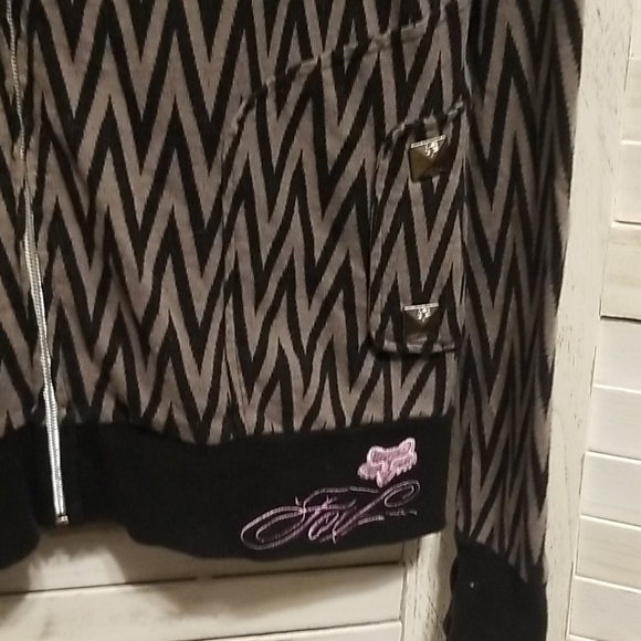 Black and grey FOX Ladies hoodie - Picture 2 of 4